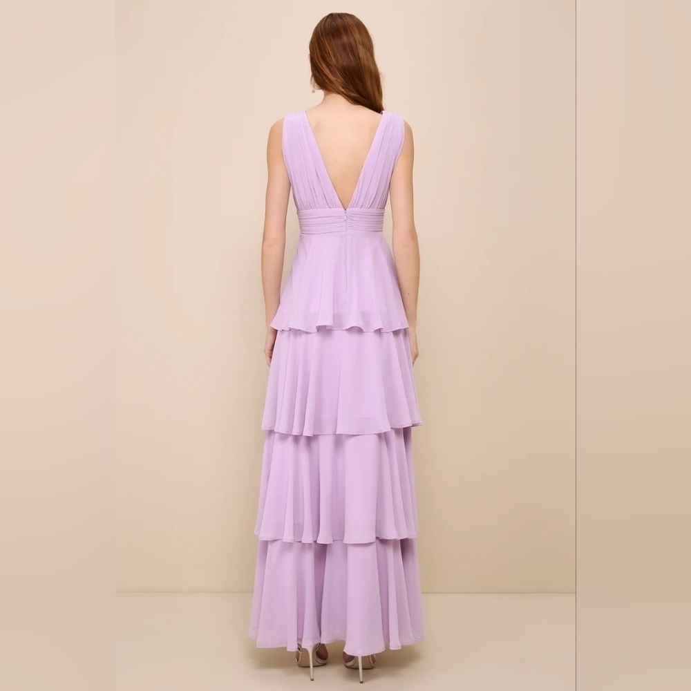 Lulus Amazing Evening Lavender Tiered Maxi Dress L Wedding Party Prom Spring - Picture 5 of 10